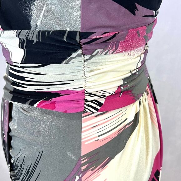 Max & Cleo one shoulder artistic abstract print dress size 6 - Picture 5 of 8